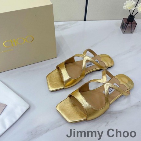 Jimmy Choo Anason Slaytlar Kadın Rugan Altın