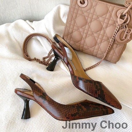 Jimmy Choo Fetto 65 Slingback Pompaları Kadın Deri Yılan