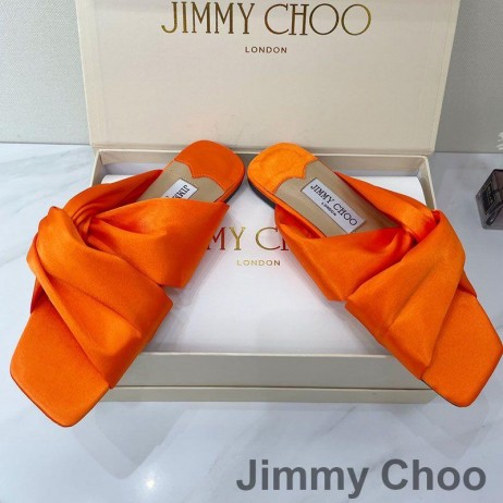 Jimmy Choo Narisa Slaytlar Kadınlar Saten Turuncu