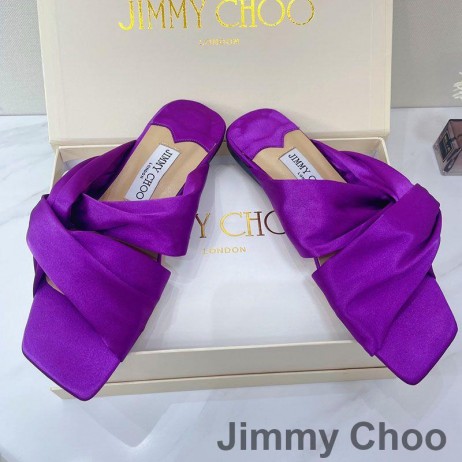 Jimmy Choo Narisa Slaytlar Kadınlar Saten Mor