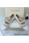 Jimmy Choo Ade Flats Kadın File Örgü Ve Rugan İnci Süslenmiş Beyaz