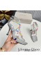 Jimmy Choo Amiral 85 Sandalet Kadın Nappa Deri Boncuklu Rafya Gümüş