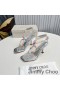 Jimmy Choo Amiral 85 Sandalet Kadın Nappa Deri Boncuklu Rafya Gümüş