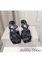 Jimmy Choo Anason 85 Topuklu Slaytlar Kadın Rugan Siyah / Beyaz