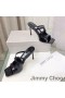 Jimmy Choo Anason 85 Topuklu Slaytlar Kadın Rugan Siyah / Beyaz