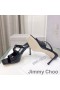 Jimmy Choo Anason 85 Topuklu Slaytlar Kadın Rugan Siyah / Beyaz