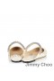 Jimmy Choo Bing Düz Katır Kadın Rugan Kristal Kayışlı Bej