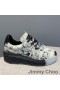 Jimmy Choo elmas ışık Maxi F spor ayakkabı kadın deri Graffiti Sailor Moon beyaz / siyah