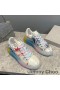 Jimmy Choo elmas ışık Maxi F spor ayakkabı kadın deri Graffiti Sailor Moon beyaz / mavi