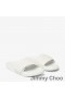 Jimmy Choo Fitz F Platformu Slaytlar Kadın Tuval Ve Deri İnciler İle Beyaz