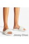 Jimmy Choo Fitz F Platformu Slaytlar Kadın Tuval Ve Deri İnciler İle Beyaz