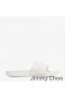Jimmy Choo Fitz F Platformu Slaytlar Kadın Tuval Ve Deri İnciler İle Beyaz