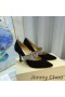 Jimmy Choo Kari 85 Kristal Kayışlı Siyah Kadın Süet Pompaları