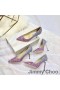 Jimmy Choo Aşk Pompaları Kadın Glitter Aşağılamak Kumaş Pembe / Gümüş