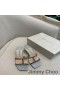 Jimmy Choo Maelie 60 Topuklu Slaytlar Kadın Glitter Kumaş Logo Dokuma Şerit Gümüş