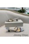 Jimmy Choo Maelie 60 Topuklu Slaytlar Kadın Glitter Kumaş Logo Dokuma Şerit Gümüş