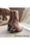 Jimmy Choo Maine 100 yarım çizmeler Kadın Süet Kristal Süslenmiş Topuk Pembe