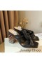 Jimmy Choo Narisa 85 Topuklu Slaytlar Kadın Yumuşak Nappa Deri Kristal Topuk Siyah