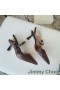 Jimmy Choo Ray 65 Slingback Pompaları Kadın Python Deri JC Monogram Bordo