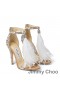 Jimmy Choo Viola 100 Sandalet Kadın Süet Kristal Süslenmiş Ve Devekuşu Tüyü Çıplak