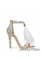 Jimmy Choo Viola 100 Sandalet Kadın Süet Kristal Süslenmiş Ve Devekuşu Tüyü Çıplak