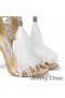 Jimmy Choo Viola 100 Sandalet Kadın Süet Kristal Süslenmiş Ve Devekuşu Tüyü Çıplak