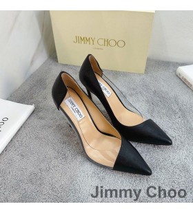 Jımmy Choo Cass 105 Pompaları Kadın Pvc Ve Dana Derisi JC Amblemi Siyah