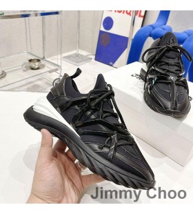 Jimmy Choo Cosmos F Düşük Üst Spor Ayakkabı Unisex Deri Ve İpek Siyah