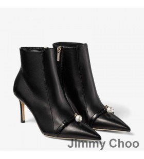 Jimmy Choo Felicitie 85 Ayak Bileği Patik Kadın Nappa Deri İnci Bezeme İle Siyah