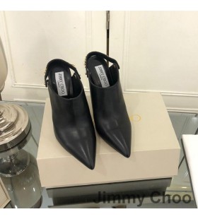 Jimmy Choo Lexx 100 Slingback Katır Kadın Deri Zincir Süslemeli Siyah