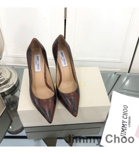 Jimmy Choo Aşk 100 Pompaları Kadın Python Kabartmalı Deri Kahverengi
