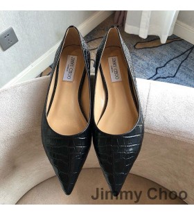 Jimmy Choo Aşk Daireler Kadın Timsah Kabartmalı Deri Siyah