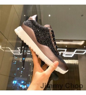 Jimmy Choo Monza Spor AyakkabÄ± KadÄ±n Antika Deri ve ParÄ±ltÄ±lÄ± KumaÅŸ Siyah
