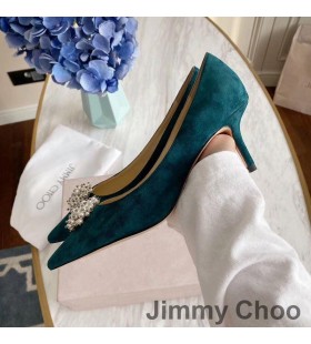 Jimmy Choo Romy İnci Süslemeli Yeşil Kadın Süet Pompaları