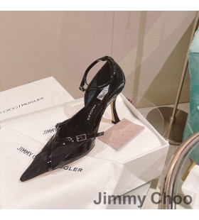 Jımmy Choo x Mugler Kayış 90 Pompaları Kadın Koyun Deri Ve Örgü Siyah