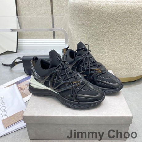 Jimmy Choo Cosmos F Zapatillas Unisex De Cuero Y Neopreno Negro