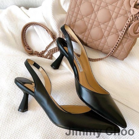 Jimmy Choo Fetto 65 Slingback Bombas De Las Mujeres De Cuero Negro