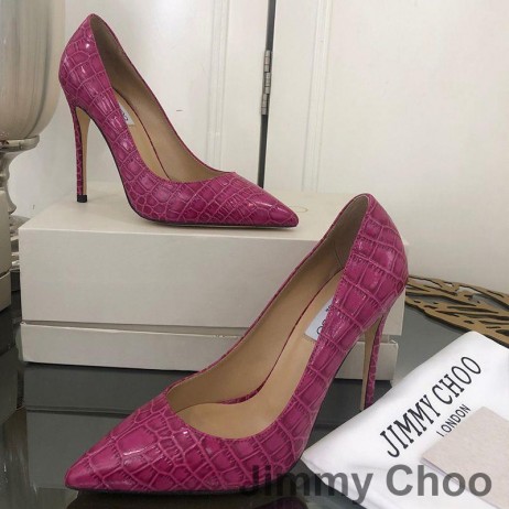 Jimmy Choo Amor De 100 Bombas De Las Mujeres De Cocodrilo En Relieve De Cuero Rosa