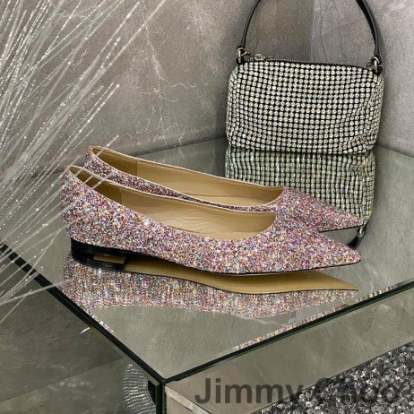 Jimmy Choo Amor Pisos Mujeres Brillo Degradar La Tela Púrpura