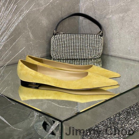 Jimmy Choo Amor Pisos De Las Mujeres Gamuza Amarilla