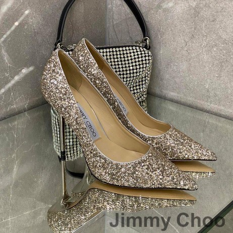 Jimmy Choo Amor Bombas De Las Mujeres Del Brillo De Degradar El Tejido Taupe