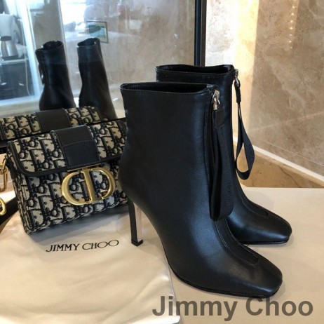 Jimmy Choo Macel 100 Tobillo Botines De Las Mujeres De Cuero De Becerro Negro