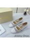 Jimmy Choo Ade Pisos Mujeres De Rejilla De Malla Y Cuero De Patente Con Perla Adornado De Blanco