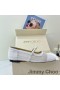 Jimmy Choo Ade Pisos Mujeres De Rejilla De Malla Y Cuero De Patente Con Perla Adornado De Blanco