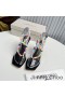 Jimmy Choo Amiral 85 Sandalias De Las Mujeres De Cuero De Napa Con Cuentas De Rafia Negro