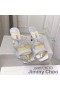Jimmy Choo Anís 85 De Tacón De Diapositivas De Las Mujeres Brillo De La Tela Gris/Plata