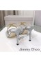 Jimmy Choo Anís 85 De Tacón De Diapositivas De Las Mujeres Brillo De La Tela Gris/Plata