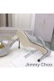 Jimmy Choo Anís 85 De Tacón De Diapositivas De Las Mujeres Brillo De La Tela Gris/Plata