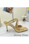Jimmy Choo Anís 85 De Tacón De Diapositivas De Las Mujeres De Cuero De Patente De Oro