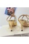 Jimmy Choo Anís 85 De Tacón De Diapositivas De Las Mujeres De Cuero De Patente De Oro
